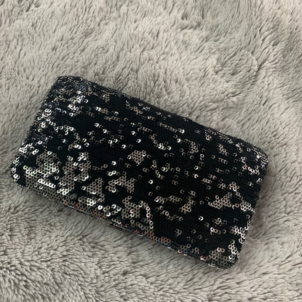 Black & Silver Sequin Clutch Wallet